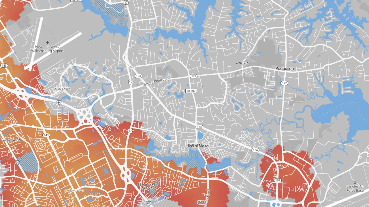 Transit Grade map of 23693, VA