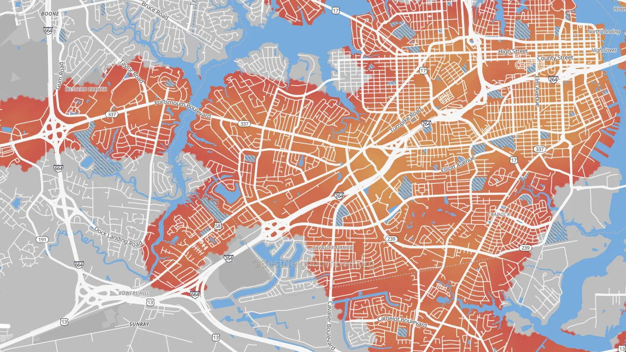 Transit Grade map of 23701, VA
