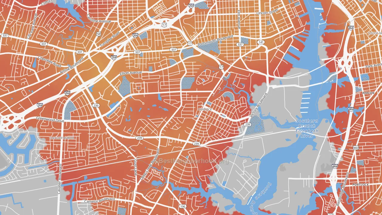 Transit Grade map of 23702, VA