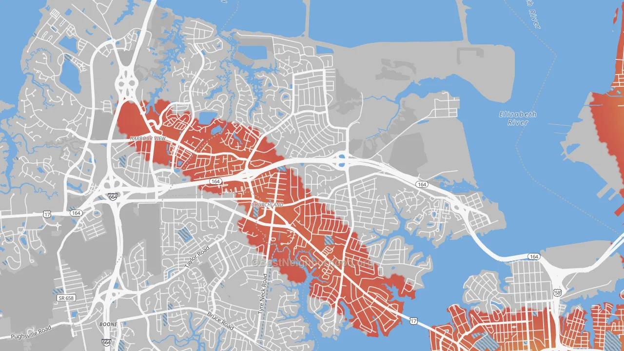 Transit Grade map of 23703, VA