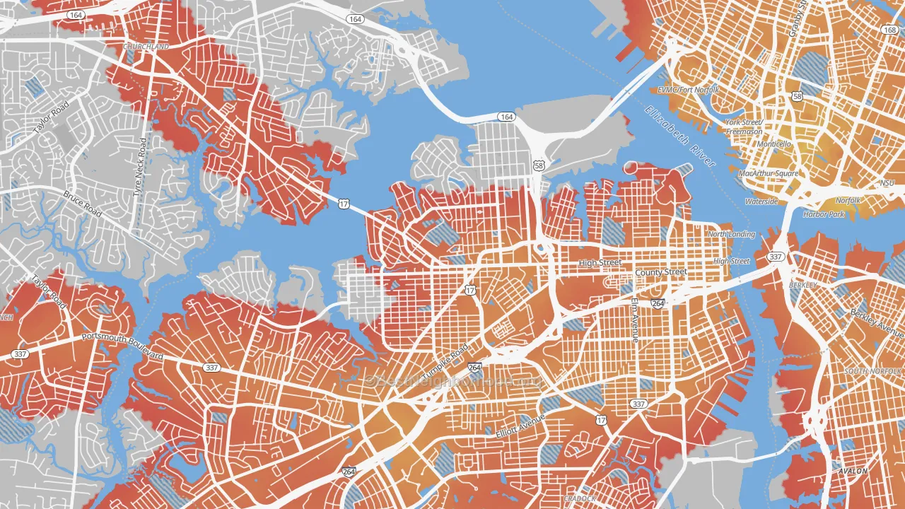 Transit Grade map of 23707, VA