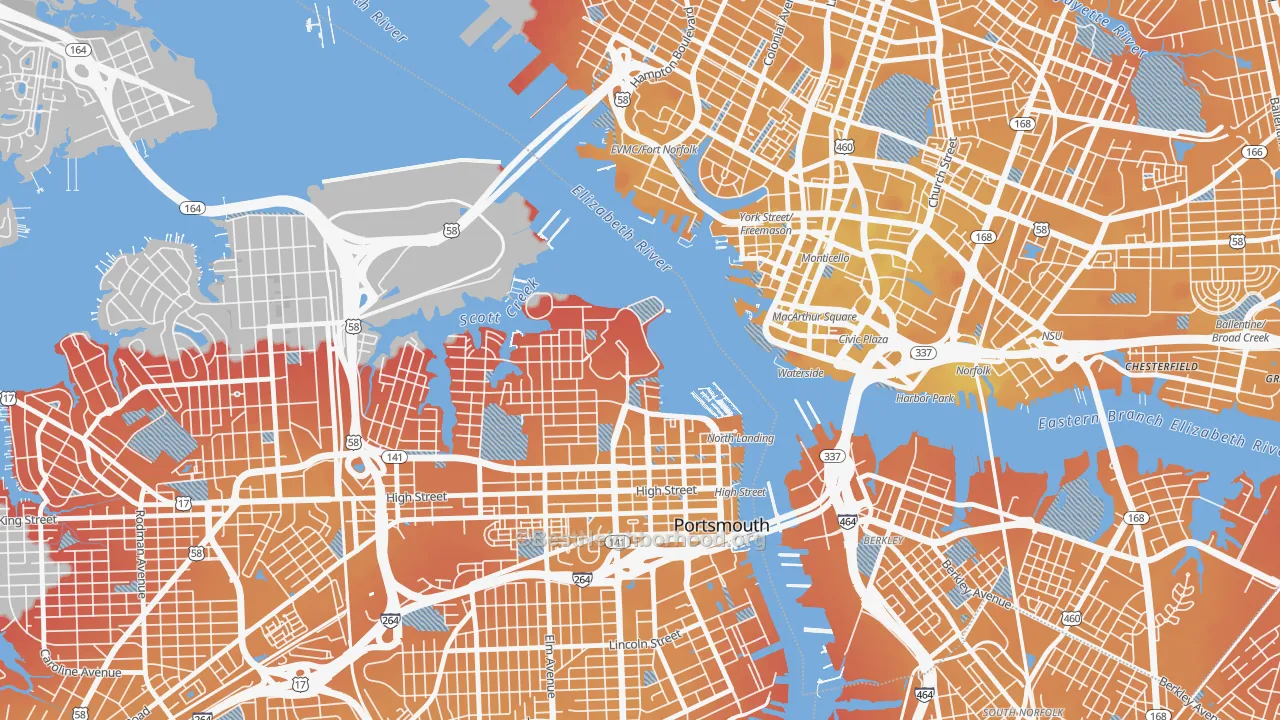 Transit Grade map of 23708, VA