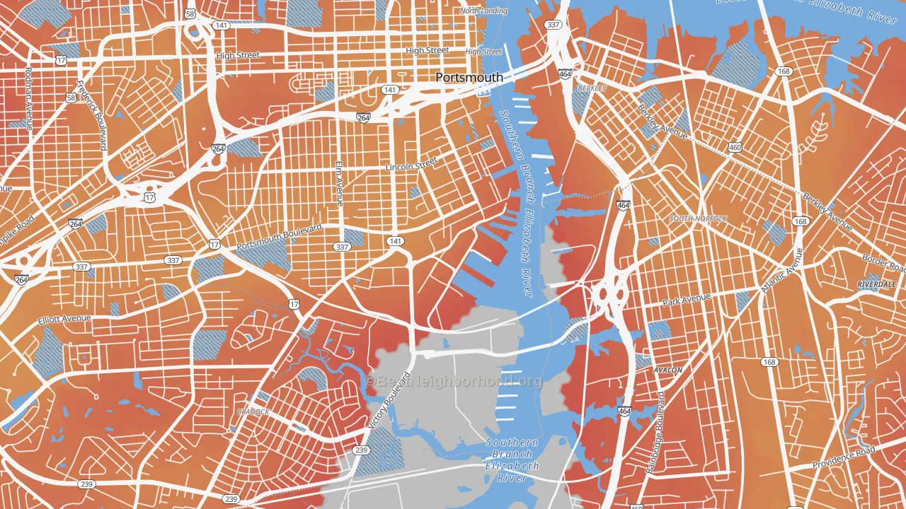 Transit Grade map of 23709, VA