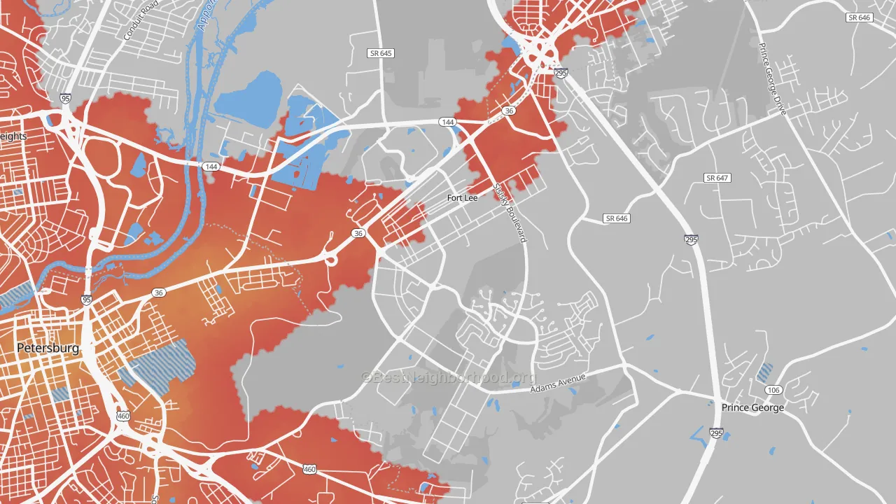 Transit Grade map of 23801, VA
