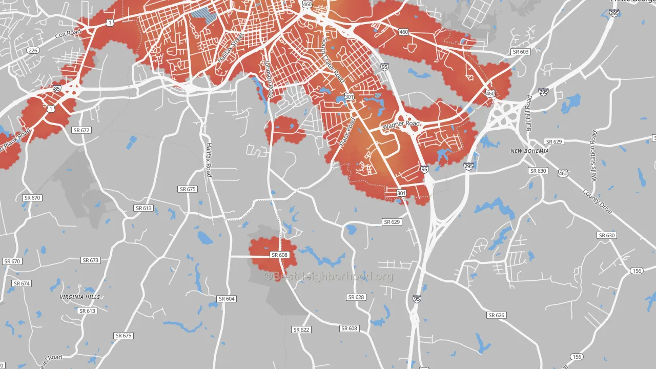 Transit Grade map of 23805, VA