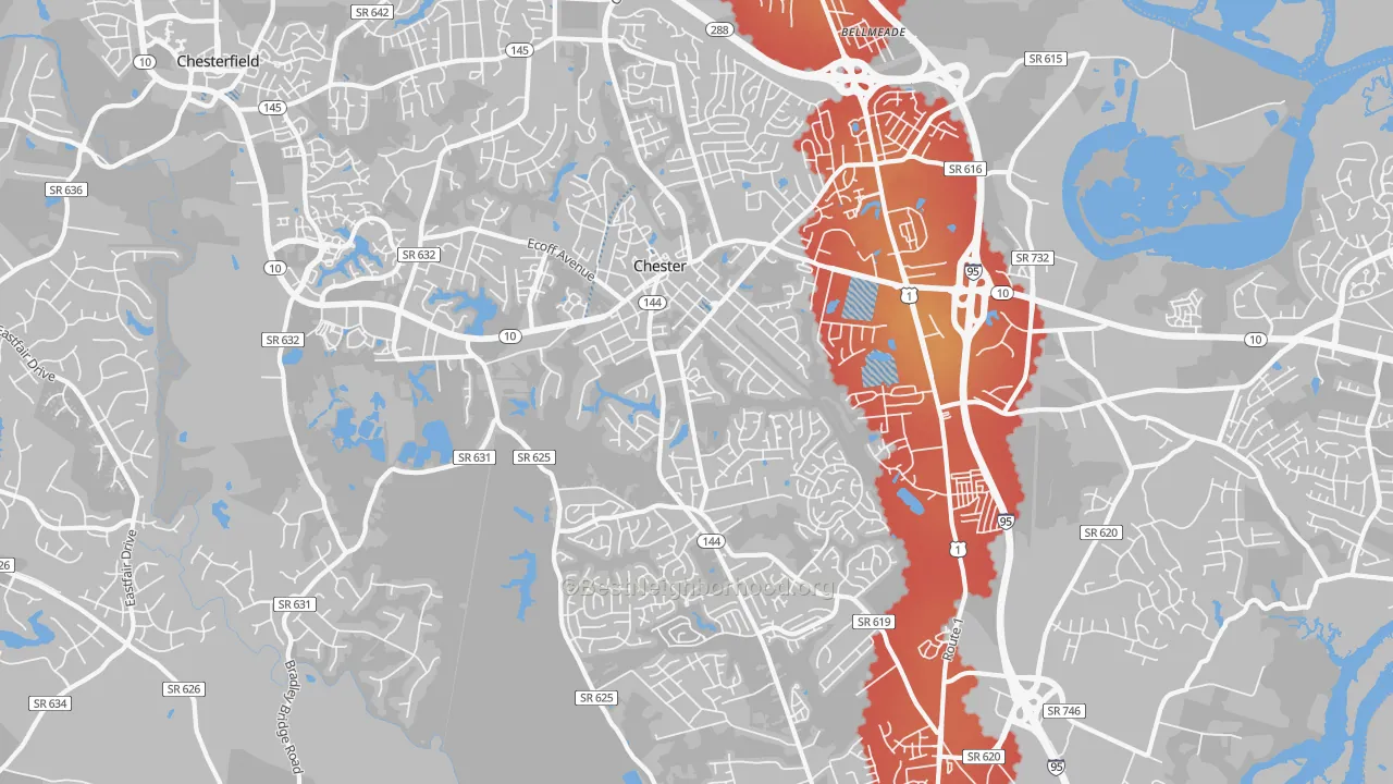 Transit Grade map of 23831, VA