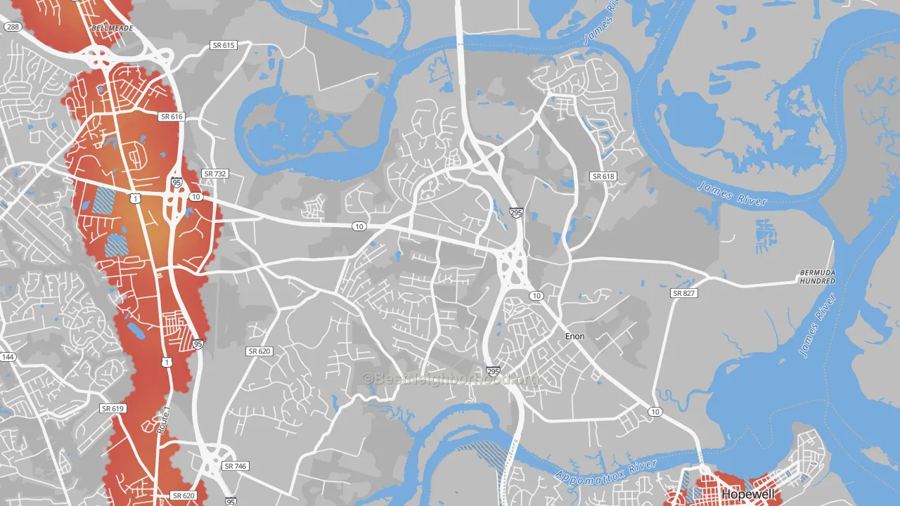 Transit Grade map of 23836, VA