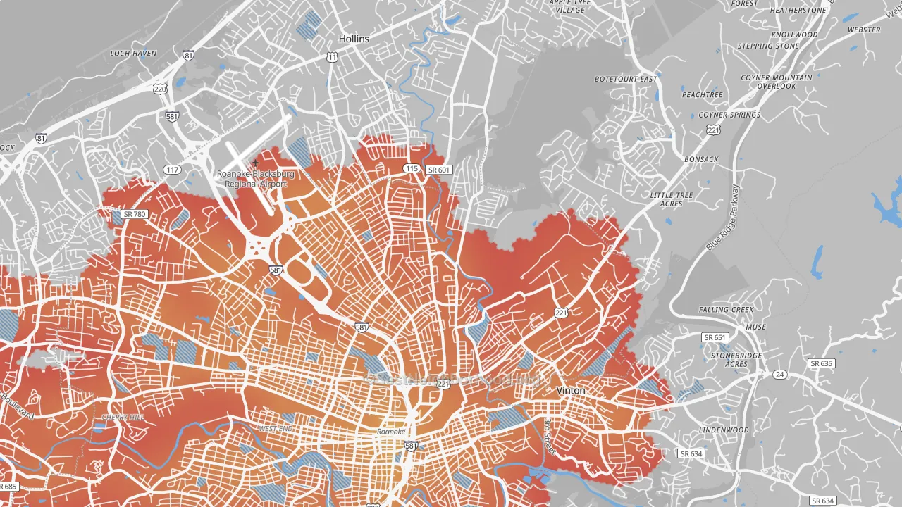 Transit Grade map of 24012, VA