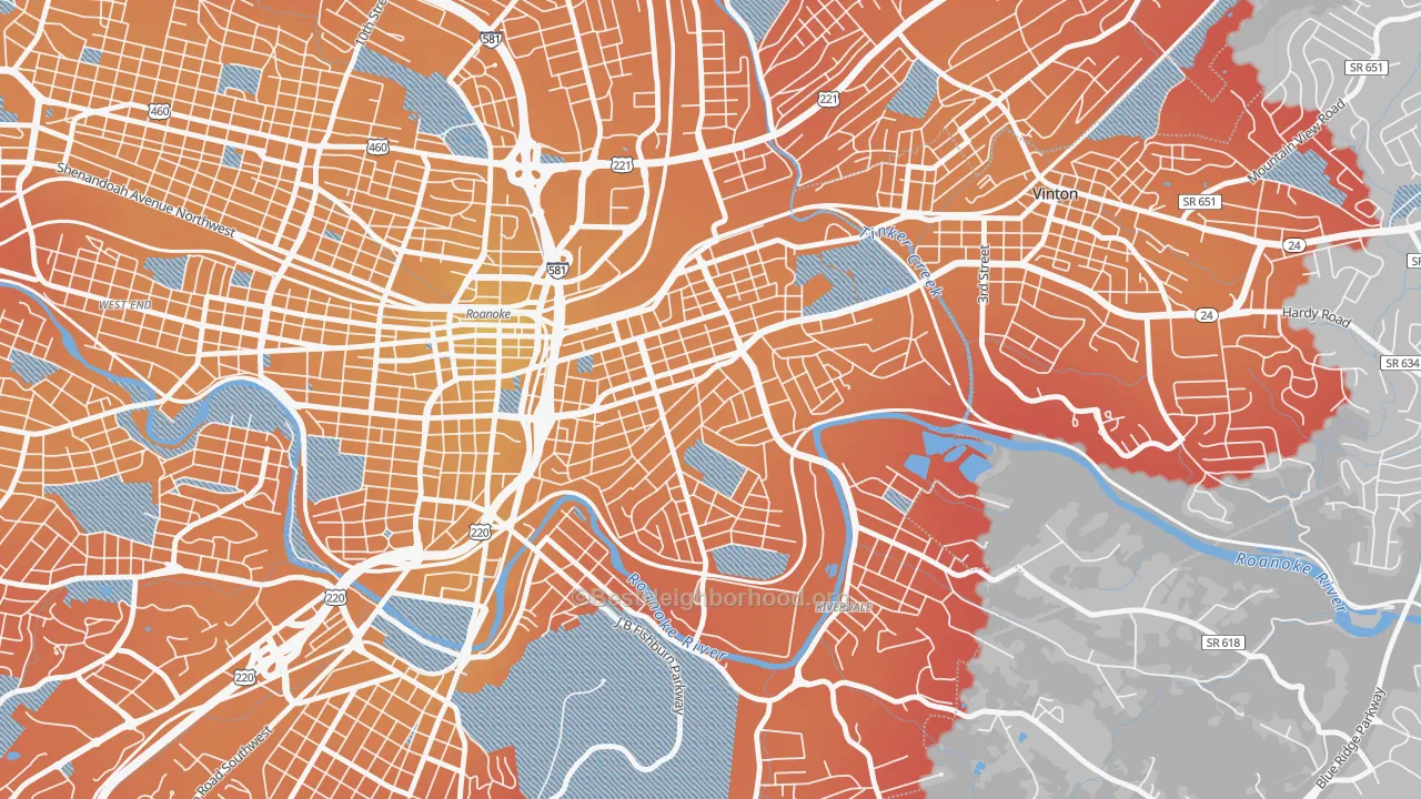 Transit Grade map of 24013, VA