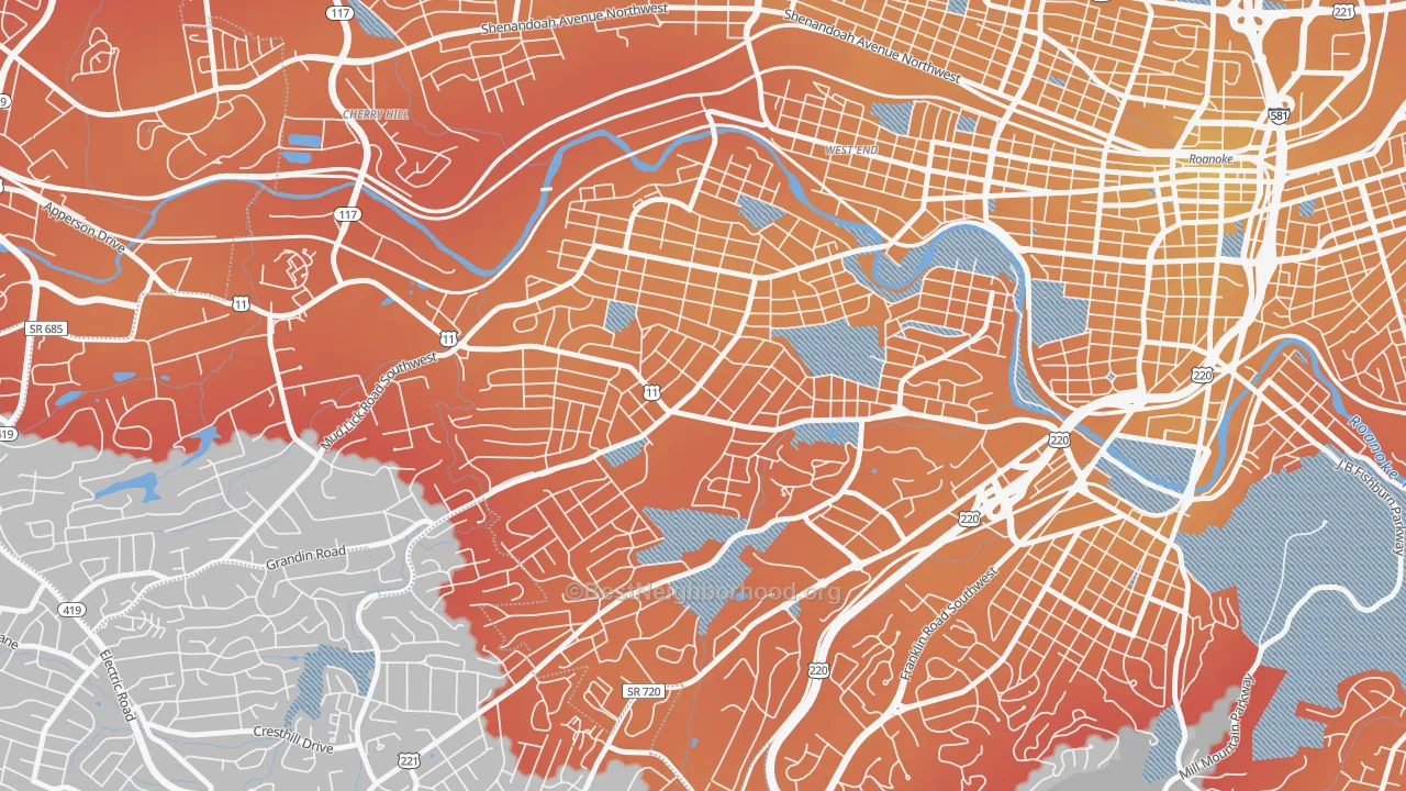 Transit Grade map of 24015, VA