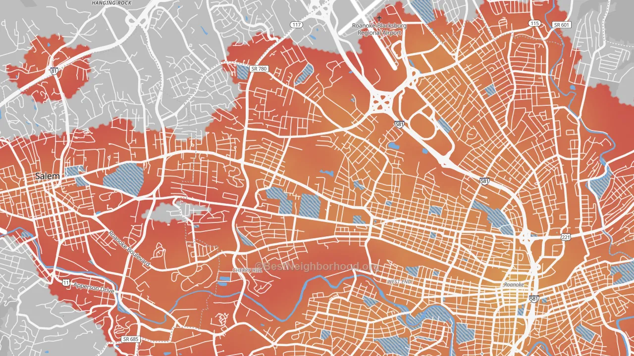 Transit Grade map of 24017, VA