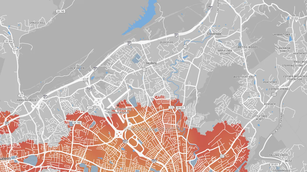 Transit Grade map of 24019, VA