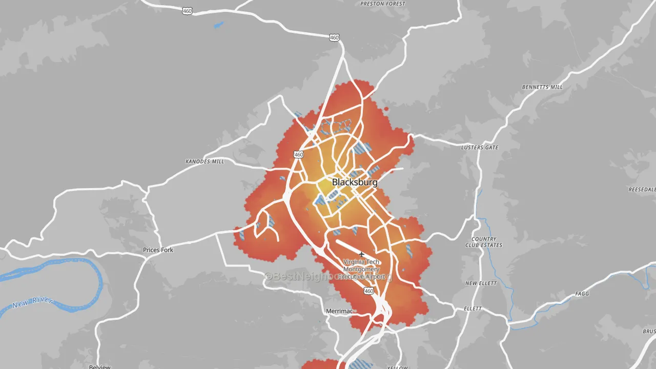 Transit Grade map of 24060, VA
