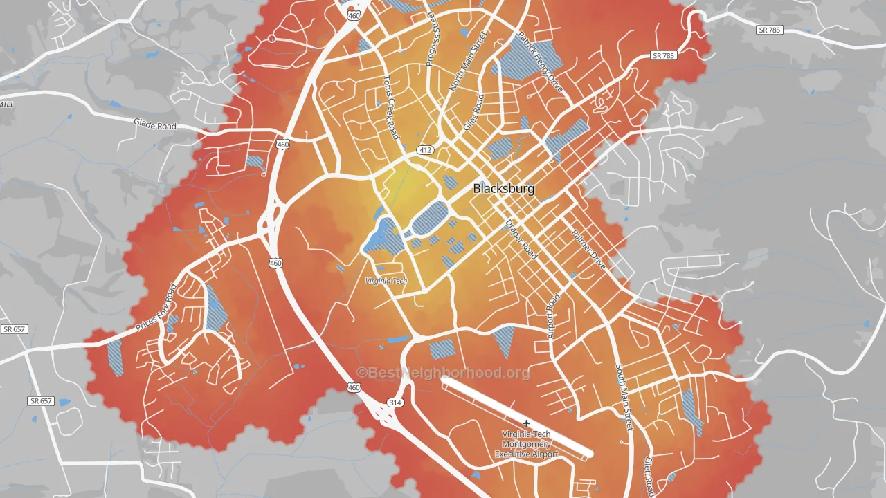 Transit Grade map of 24061, VA