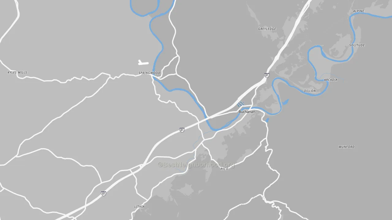 Transit Grade map of 24066, VA