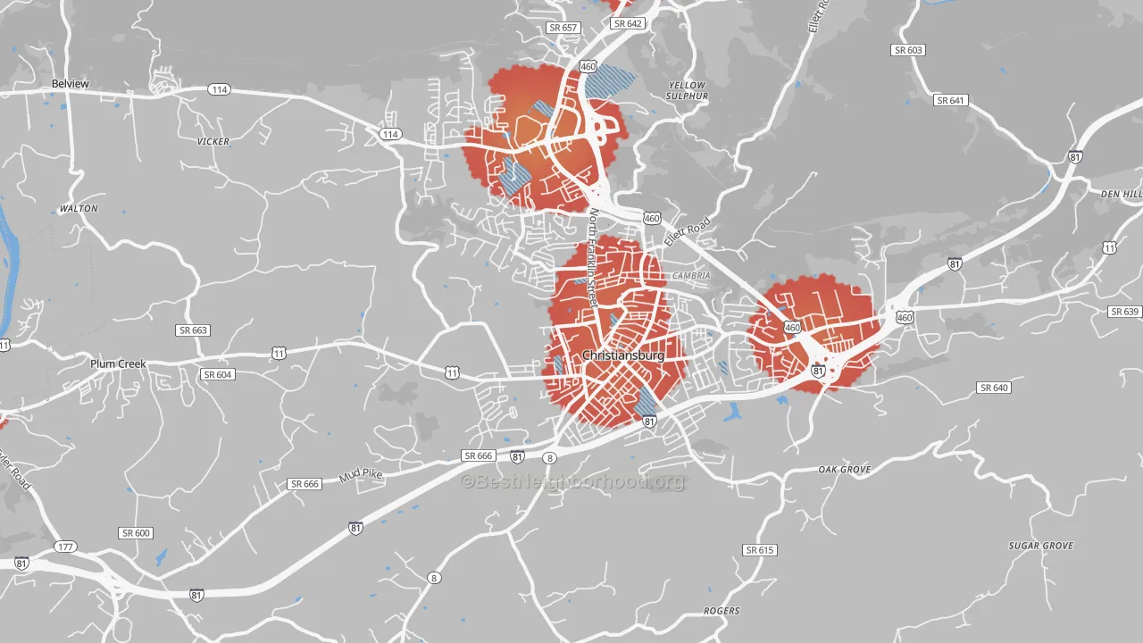 Transit Grade map of 24073, VA