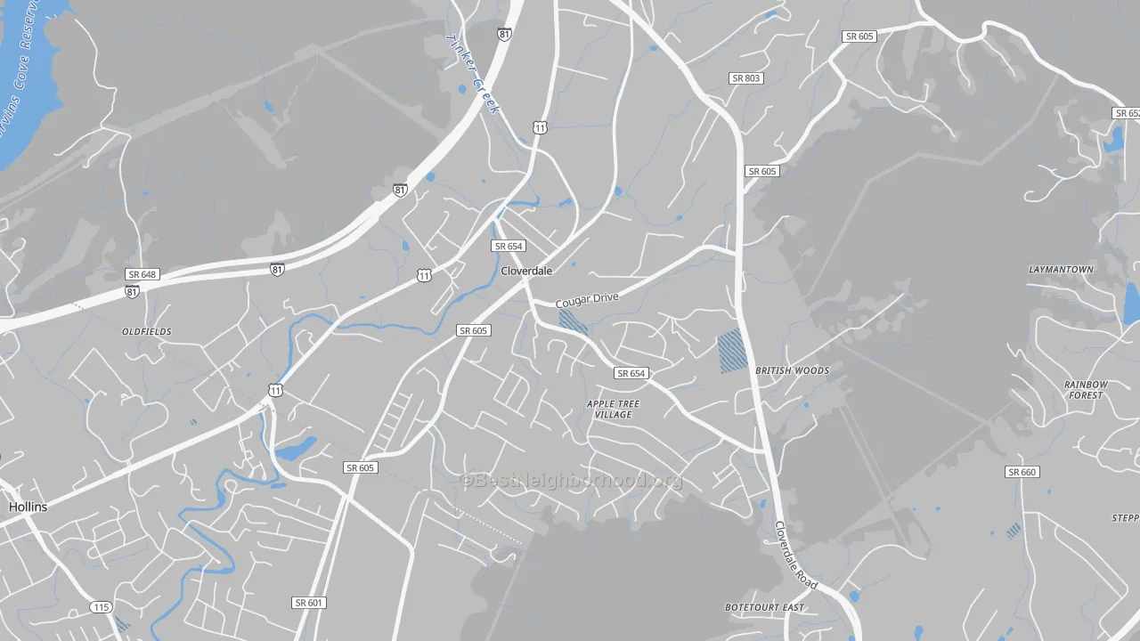 Transit Grade map of 24077, VA