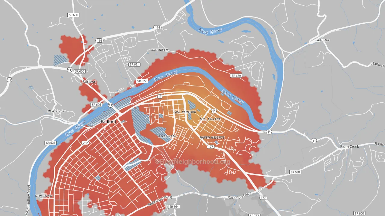 Transit Grade map of 24142, VA
