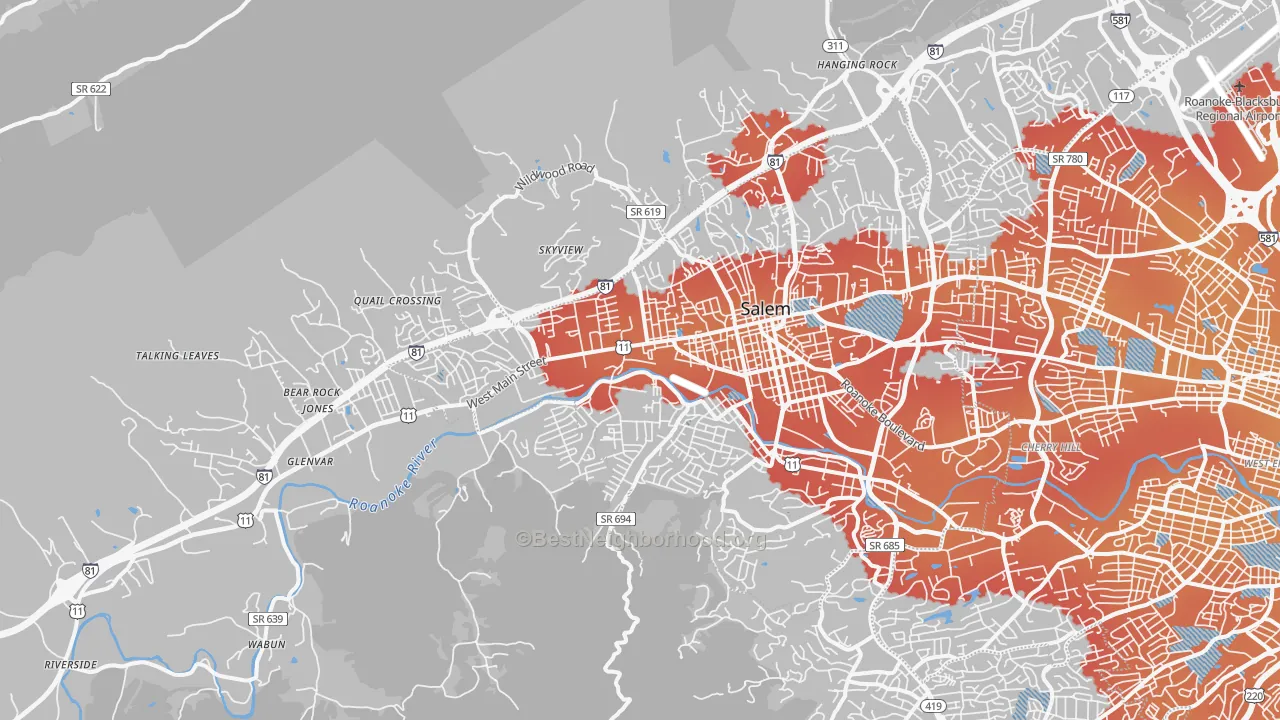 Transit Grade map of 24153, VA