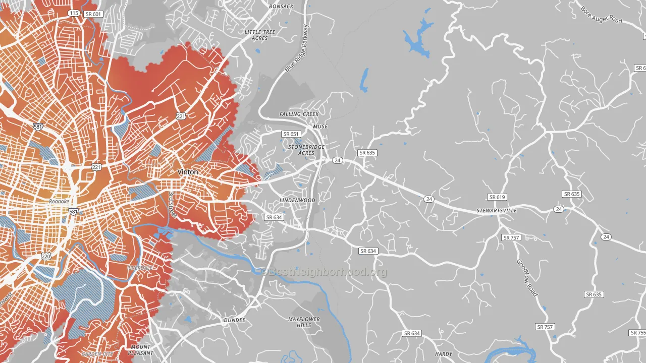 Transit Grade map of 24179, VA