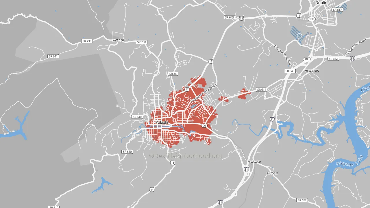 Transit Grade map of 24301, VA
