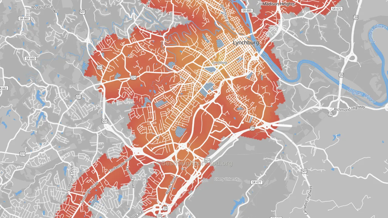Transit Grade map of 24501, VA