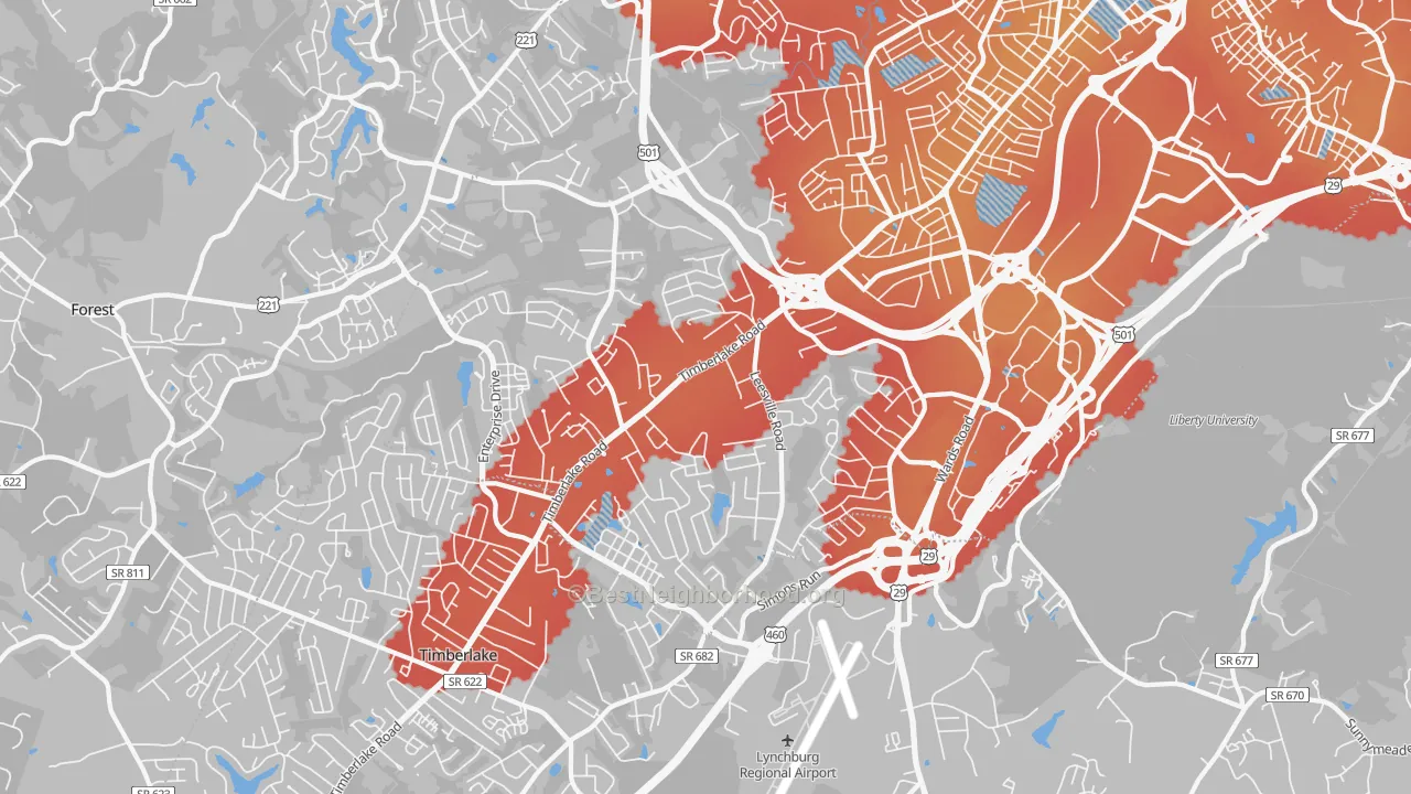 Transit Grade map of 24502, VA