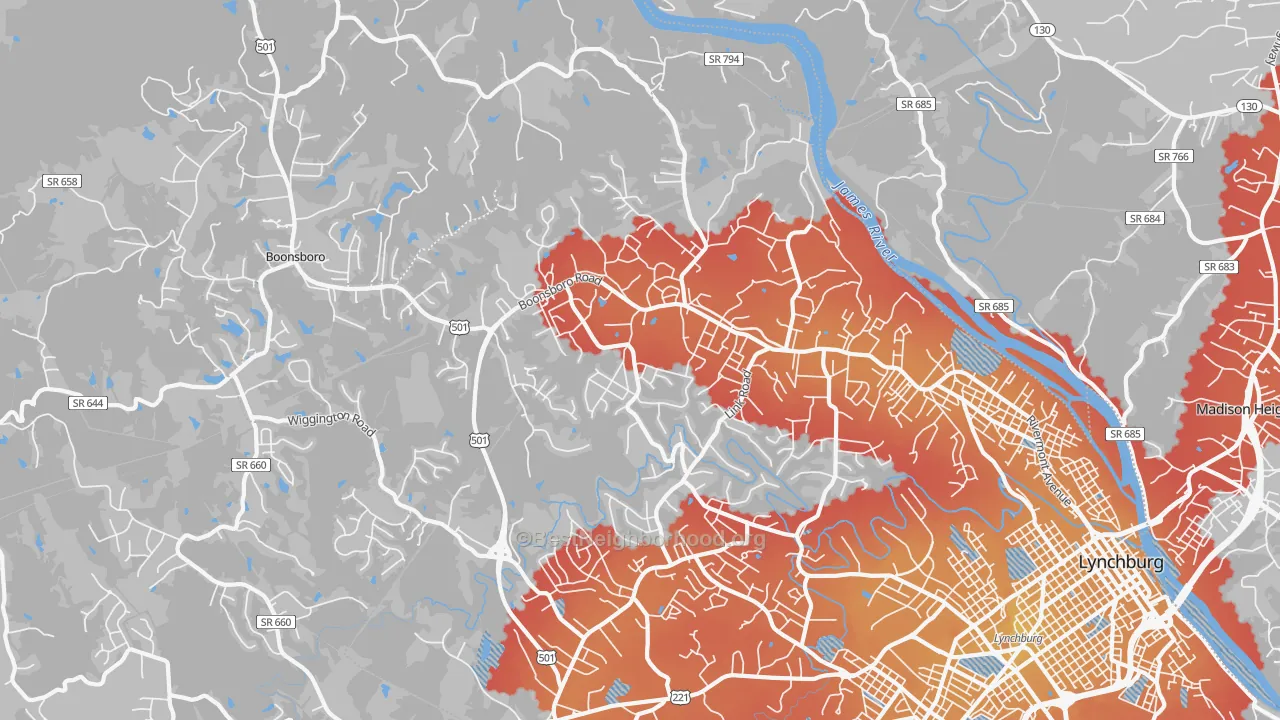 Transit Grade map of 24503, VA