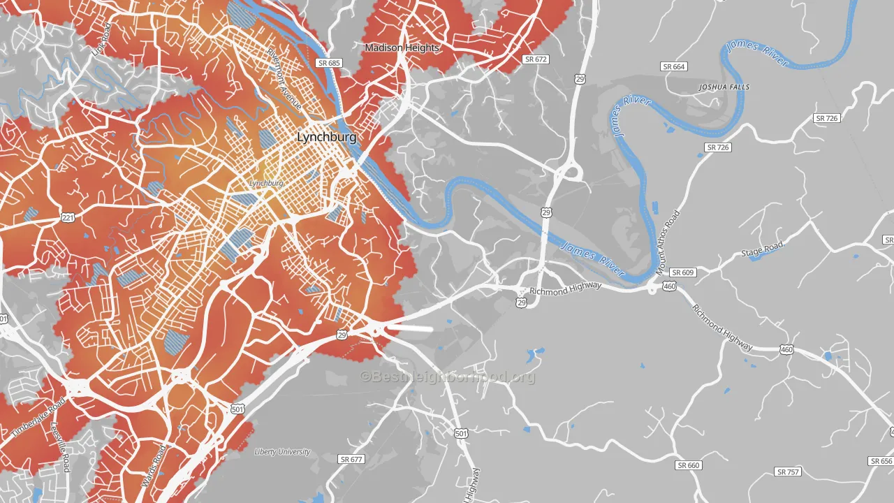 Transit Grade map of 24504, VA