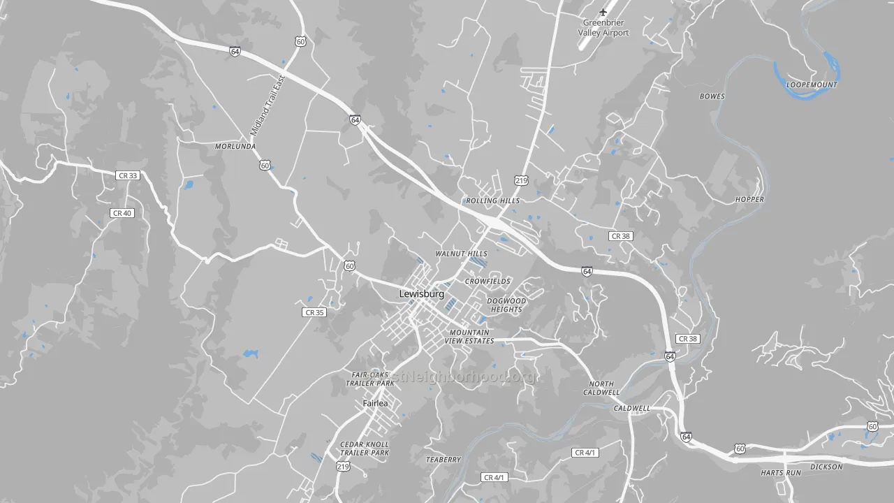 Transit Grade map of 24901, WV