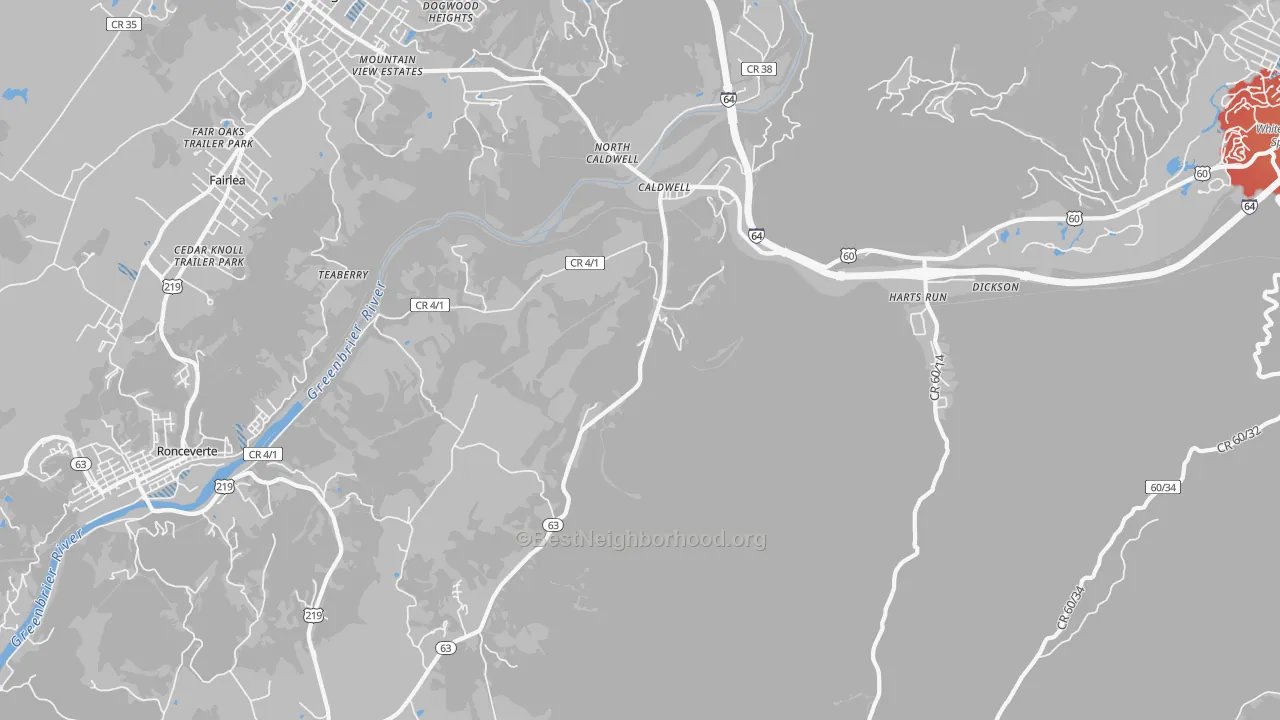 Transit Grade map of 24925, WV