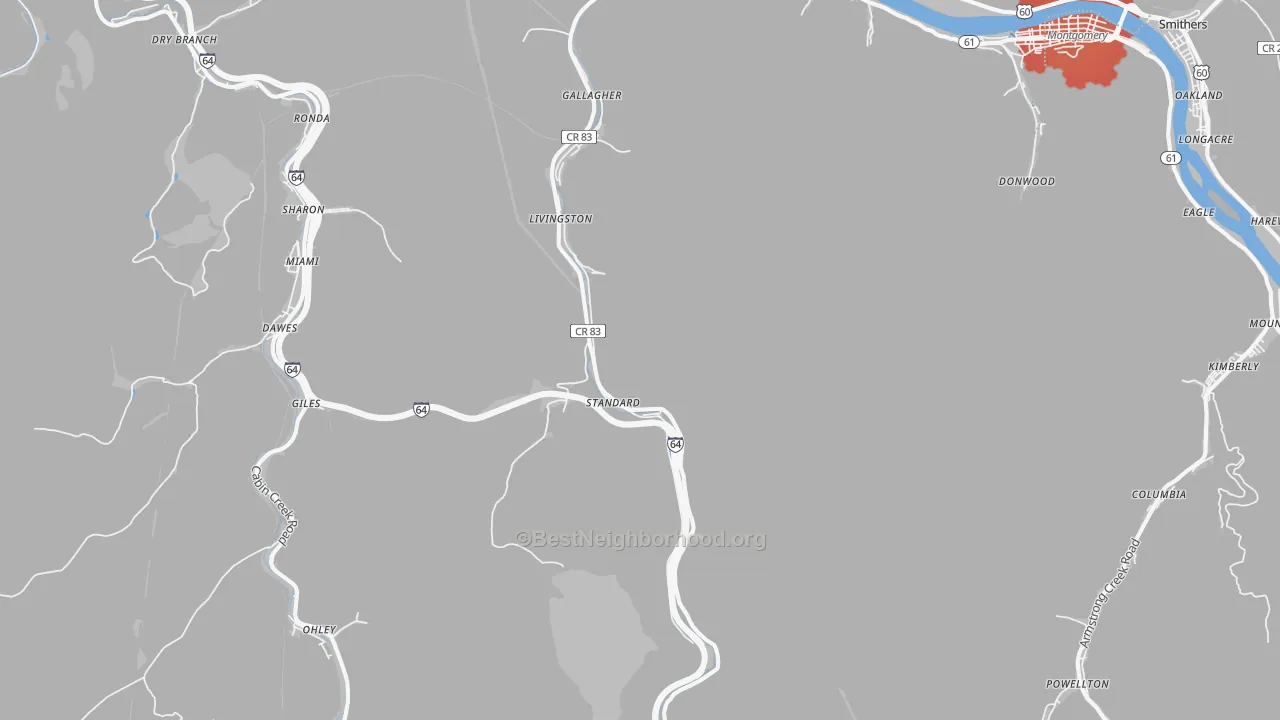 Transit Grade map of 25083, WV