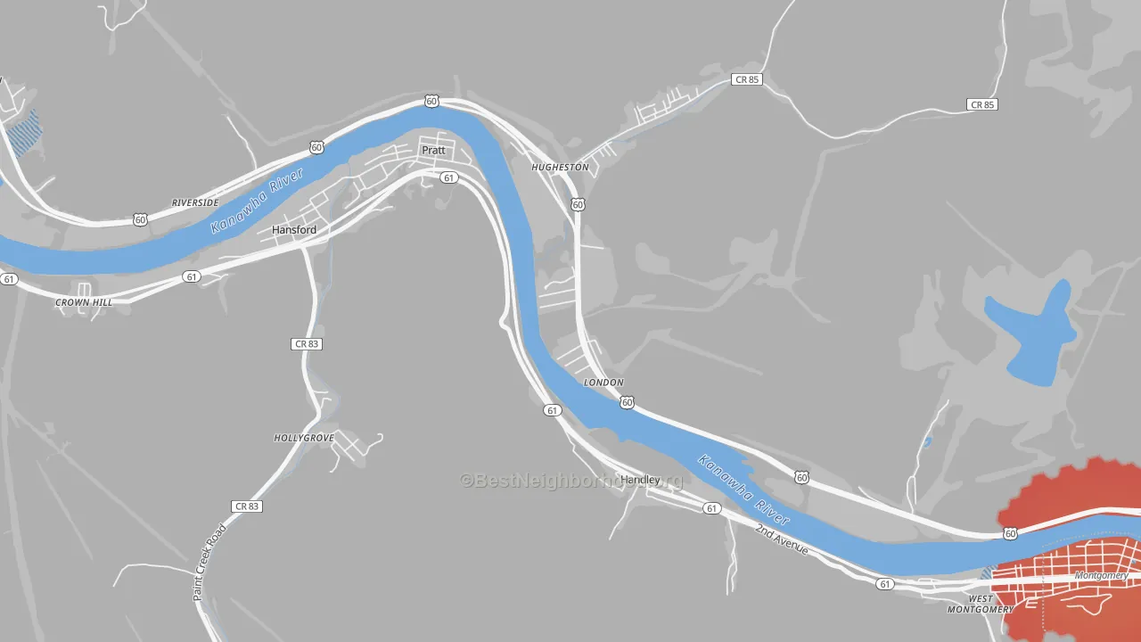 Transit Grade map of 25126, WV