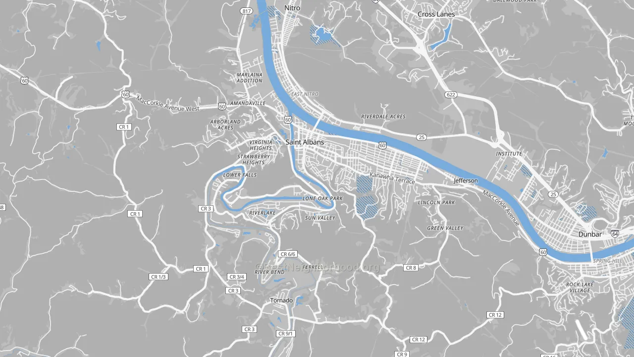 Transit Grade map of 25177, WV