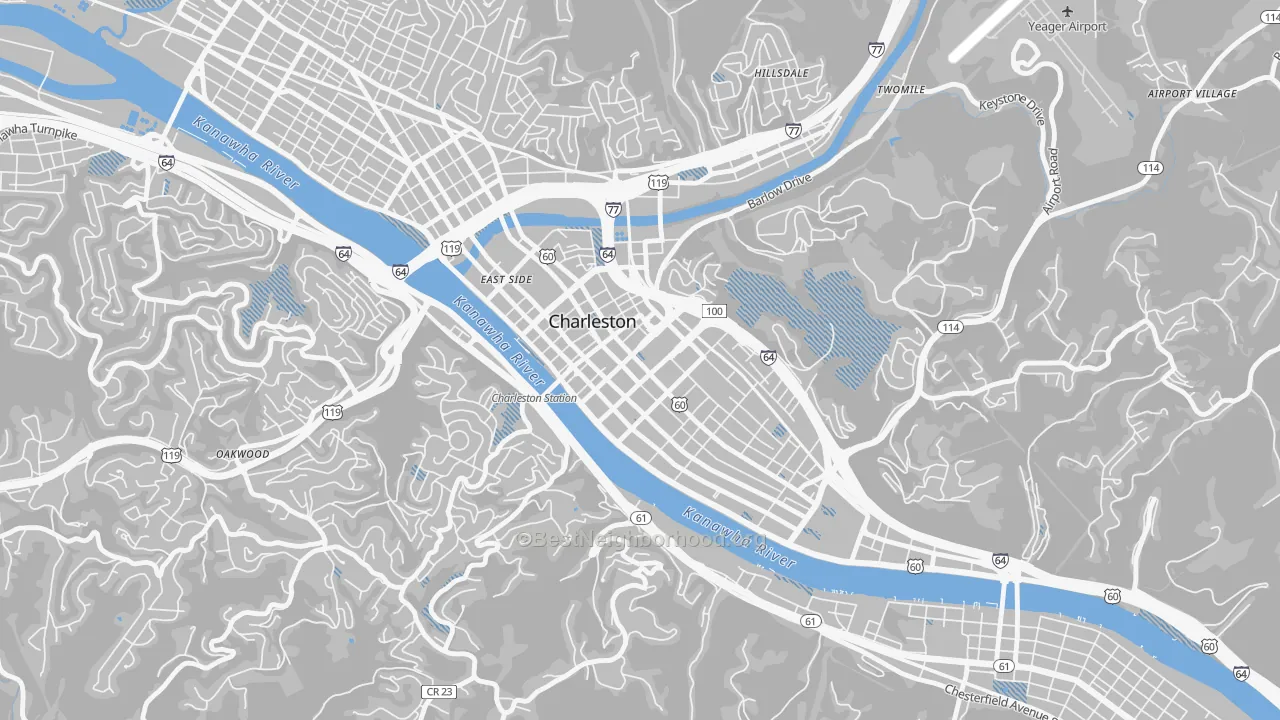 Transit Grade map of 25301, WV