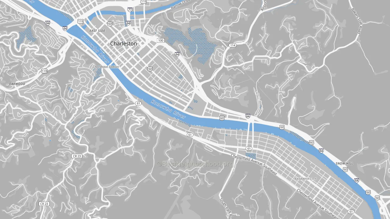 Transit Grade map of 25305, WV