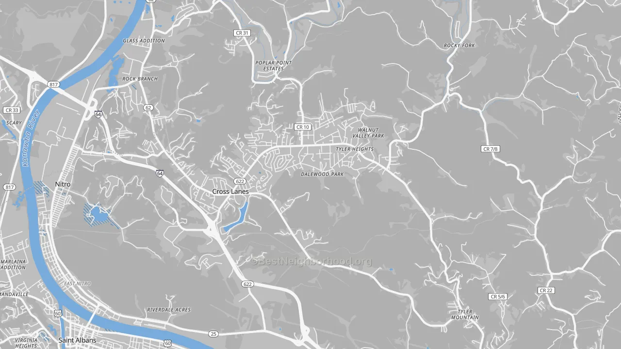 Transit Grade map of 25313, WV