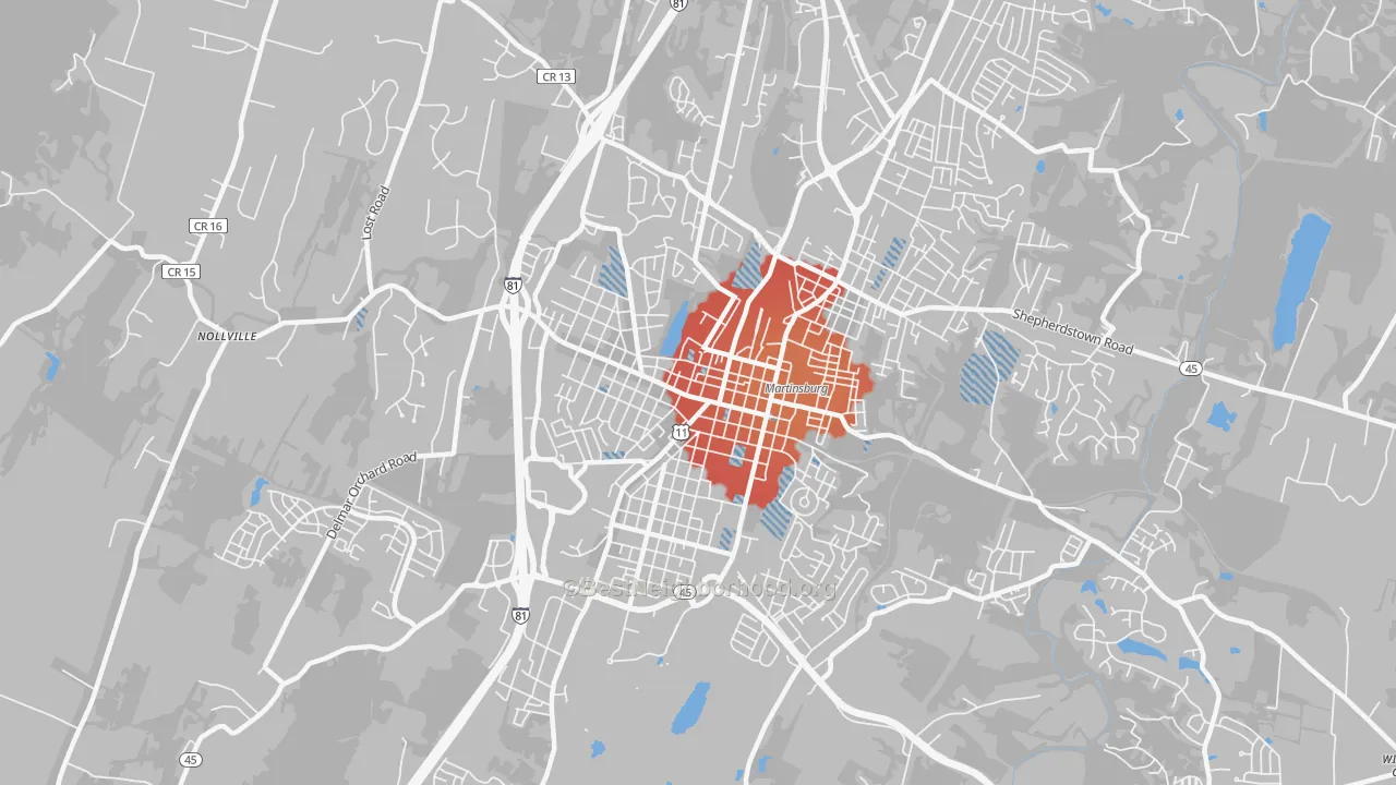 Transit Grade map of 25401, WV
