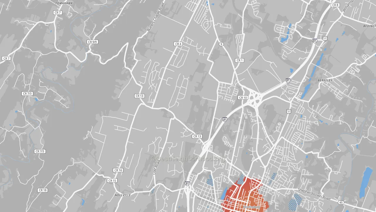 Transit Grade map of 25403, WV