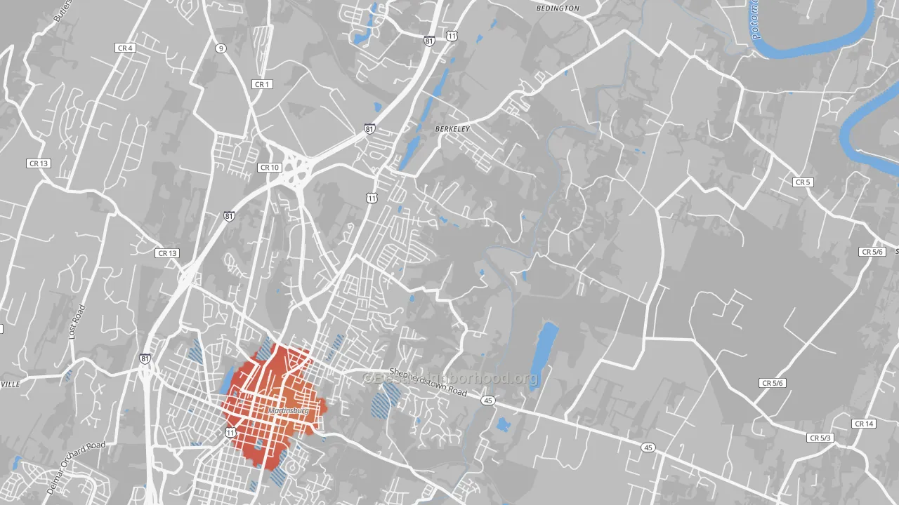 Transit Grade map of 25404, WV