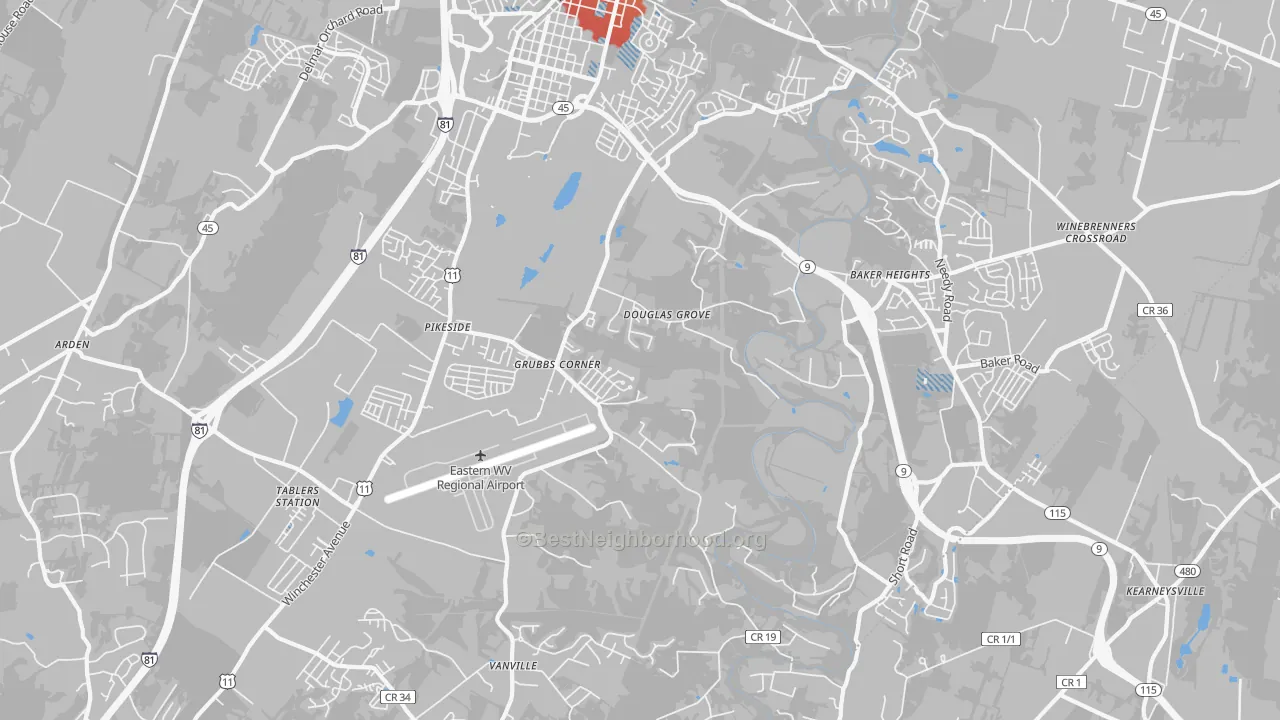 Transit Grade map of 25405, WV