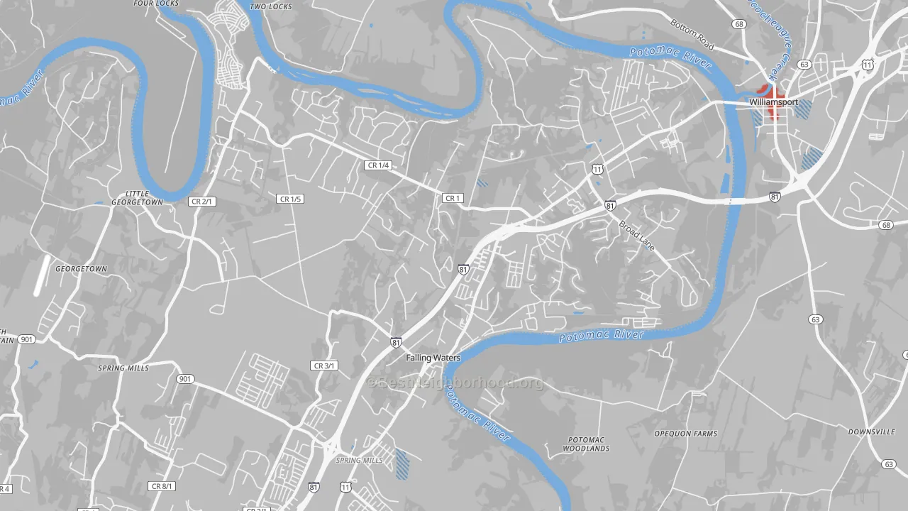 Transit Grade map of 25419, WV