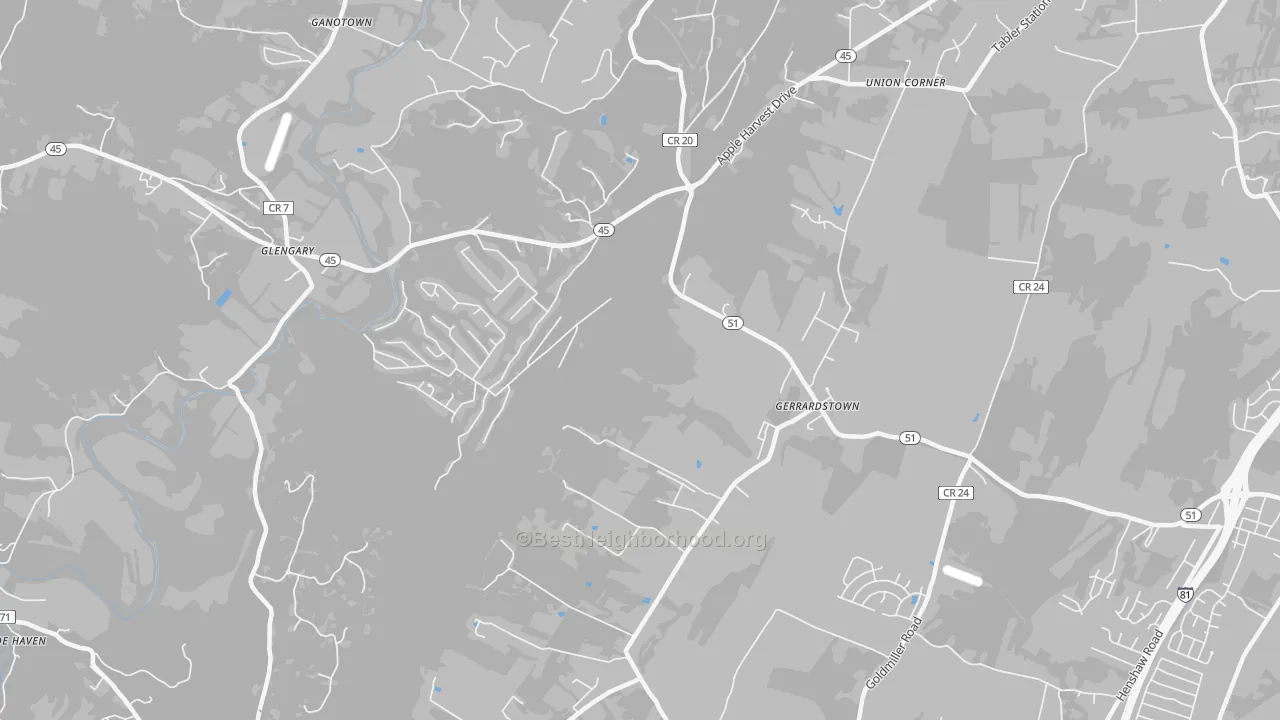 Transit Grade map of 25420, WV