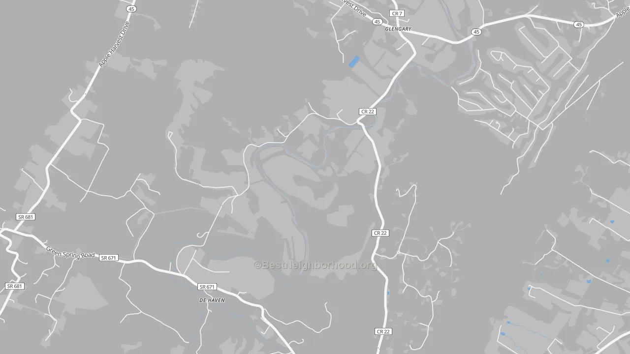 Transit Grade map of 25421, WV