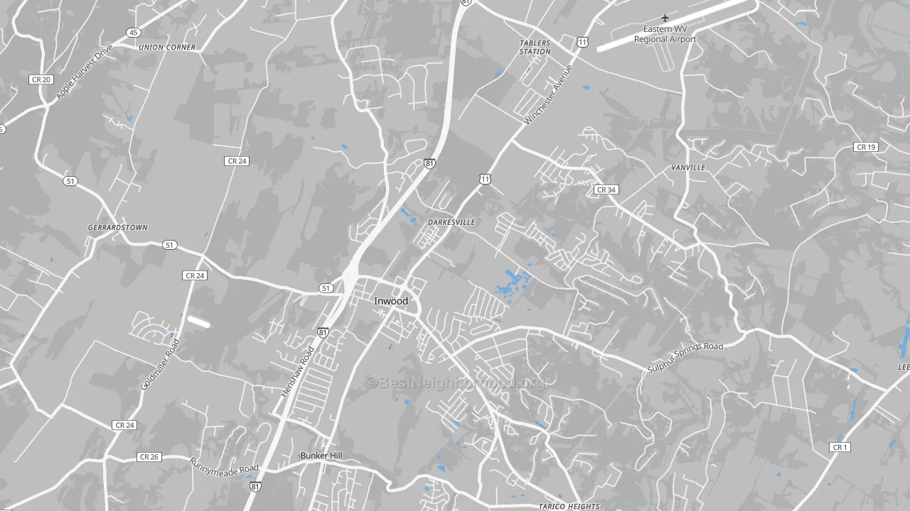 Transit Grade map of 25428, WV