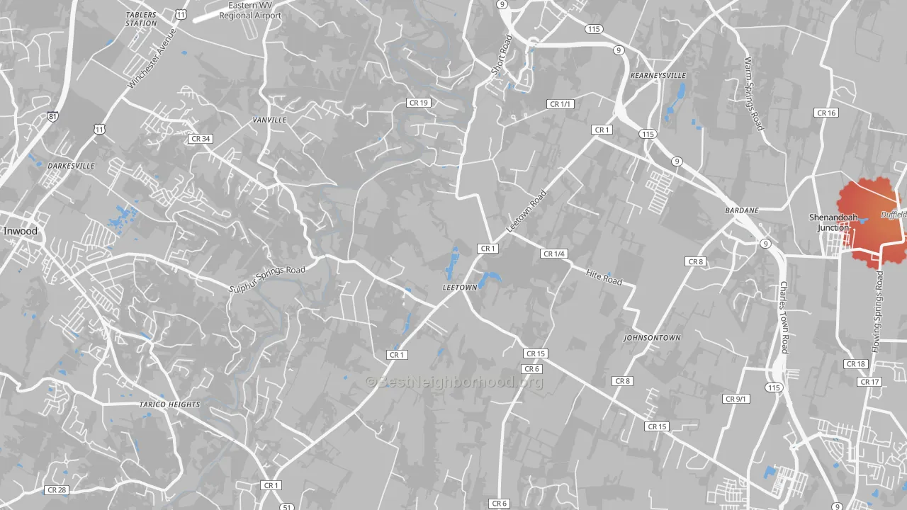 Transit Grade map of 25430, WV