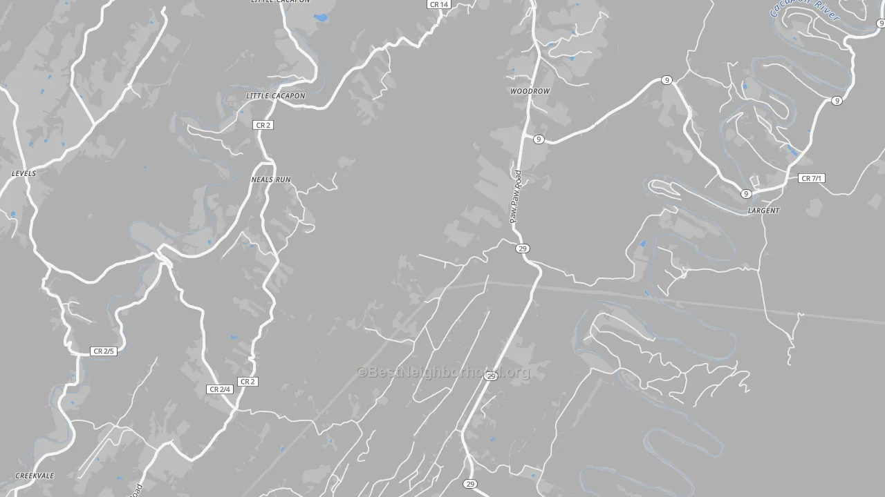 Transit Grade map of 25434, WV