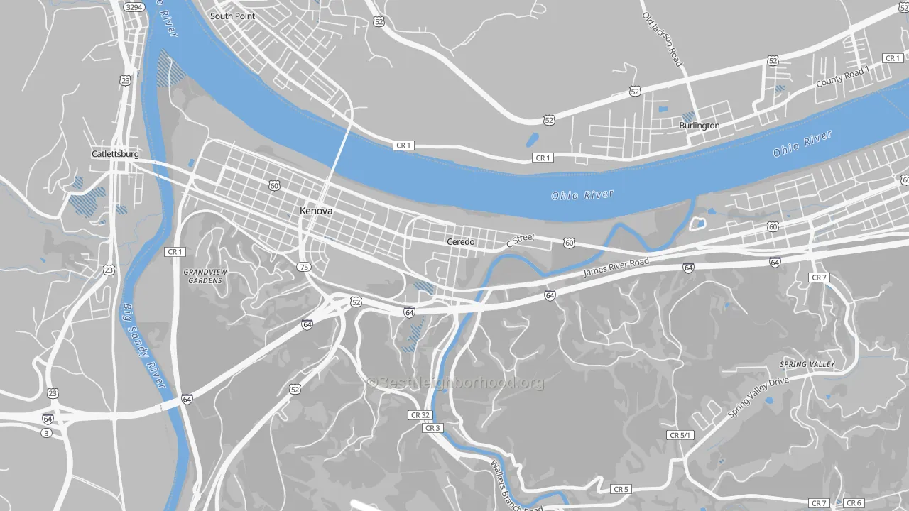 Transit Grade map of 25507, WV