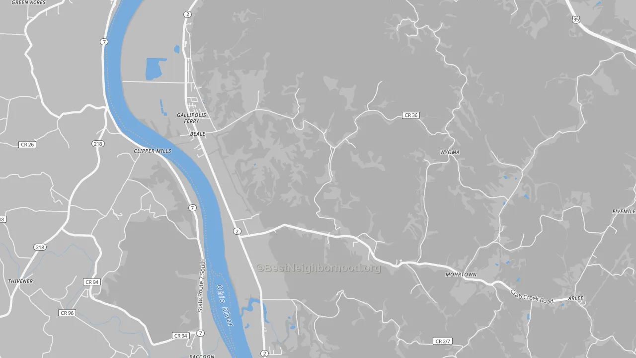 Transit Grade map of 25515, WV