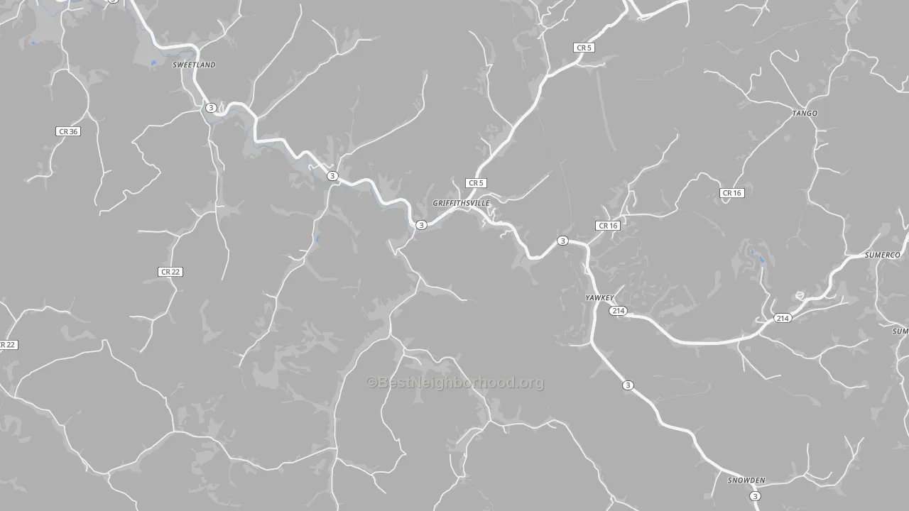 Transit Grade map of 25521, WV